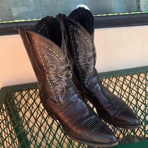 Vintage Dan Post TEJU Lizard Cowboy boots